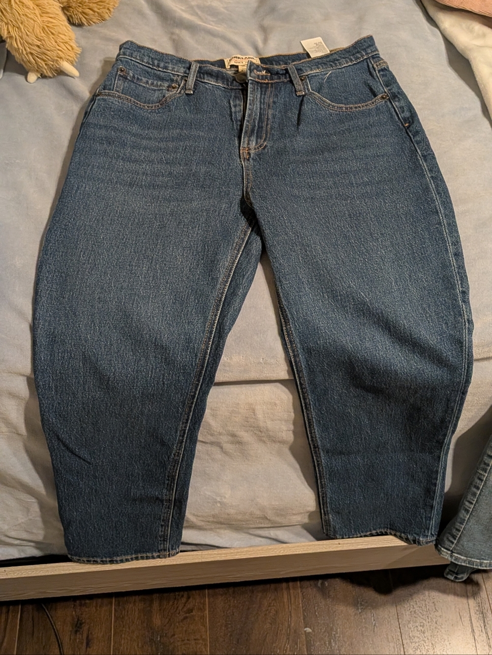 Kirkland Signature Blue Denim Jeans with Gold Stitching
